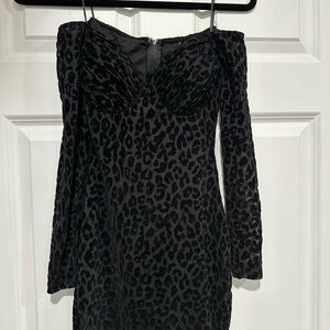 Windsor Black Leopard Long Sleeve Dress